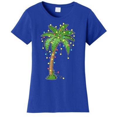 Christmas Lights Palm Tree Beach Funny Tropical Xmas Gift Cute Gift Women's T-Shirt