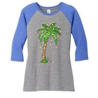 Christmas Lights Palm Tree Beach Funny Tropical Xmas Gift Cute Gift Women's Tri-Blend 3/4-Sleeve Raglan Shirt