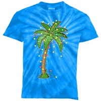 Christmas Lights Palm Tree Beach Funny Tropical Xmas Gift Cute Gift Kids Tie-Dye T-Shirt