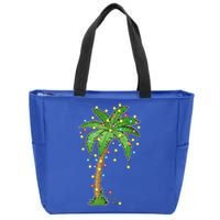 Christmas Lights Palm Tree Beach Funny Tropical Xmas Gift Cute Gift Zip Tote Bag