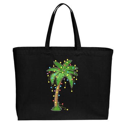 Christmas Lights Palm Tree Beach Funny Tropical Xmas Gift Cute Gift Cotton Canvas Jumbo Tote