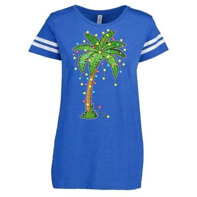 Christmas Lights Palm Tree Beach Funny Tropical Xmas Gift Cute Gift Enza Ladies Jersey Football T-Shirt