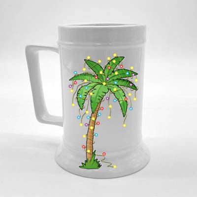 Christmas Lights Palm Tree Beach Funny Tropical Xmas Gift Cute Gift Beer Stein