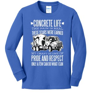 Concrete Life Pride And Respect Construction Workers Gift Kids Long Sleeve Shirt