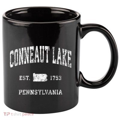 Conneaut Lake Pennsylvania PA Vintage Athletic Sports 11oz C Handle Ceramic Mug