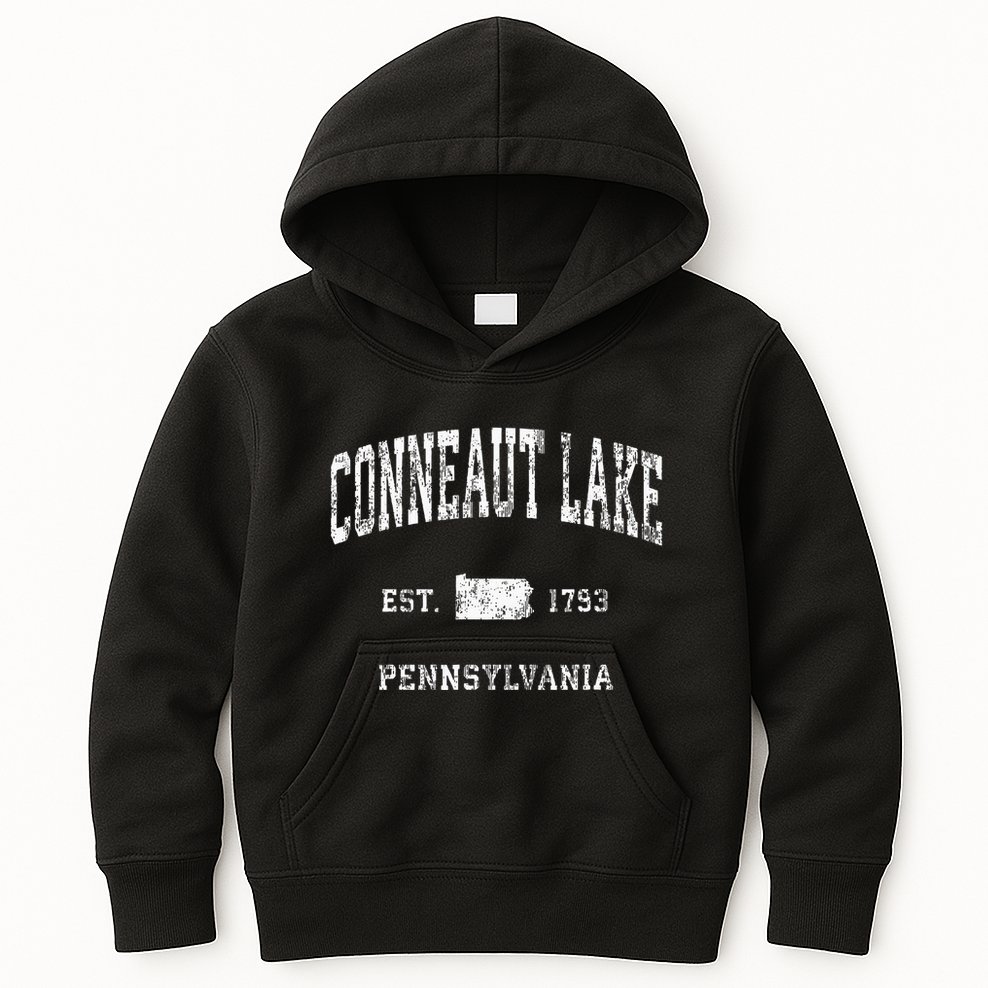 Conneaut Lake Pennsylvania PA Vintage Athletic Sports Kids Hoodie