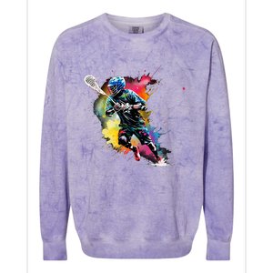 Colorful Lacrosse Player Boy On Lacrosse Colorblast Crewneck Sweatshirt