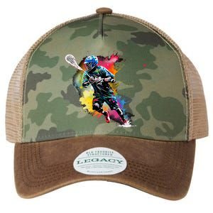 Colorful Lacrosse Player Boy On Lacrosse Legacy Tie Dye Trucker Hat