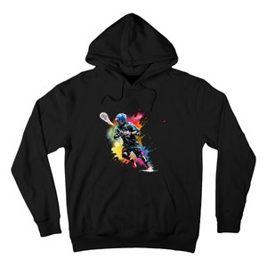 Colorful Lacrosse Player Boy On Lacrosse Hoodie