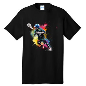 Colorful Lacrosse Player Boy On Lacrosse Tall T-Shirt