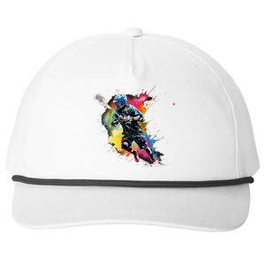 Colorful Lacrosse Player Boy On Lacrosse Snapback Five-Panel Rope Hat