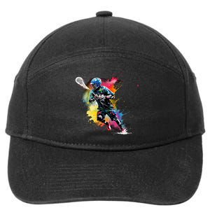 Colorful Lacrosse Player Boy On Lacrosse 7-Panel Snapback Hat