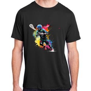 Colorful Lacrosse Player Boy On Lacrosse Adult ChromaSoft Performance T-Shirt