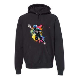 Colorful Lacrosse Player Boy On Lacrosse Premium Hoodie