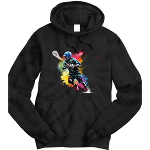 Colorful Lacrosse Player Boy On Lacrosse Tie Dye Hoodie