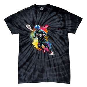 Colorful Lacrosse Player Boy On Lacrosse Tie-Dye T-Shirt