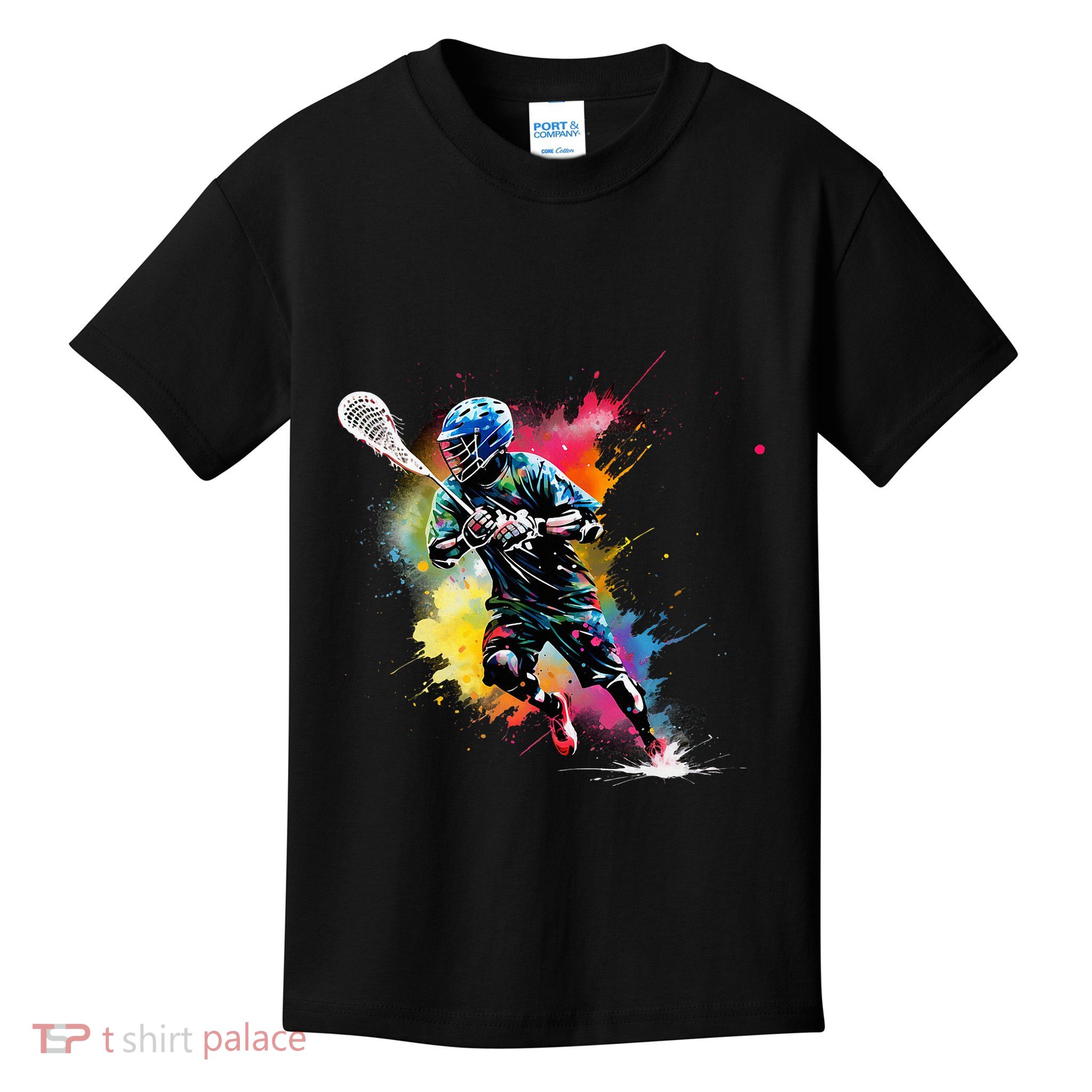 Colorful Lacrosse Player Boy On Lacrosse Kids T-Shirt