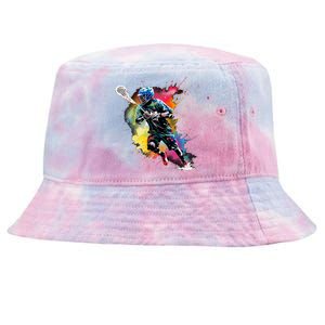 Colorful Lacrosse Player Boy On Lacrosse Tie-Dyed Bucket Hat