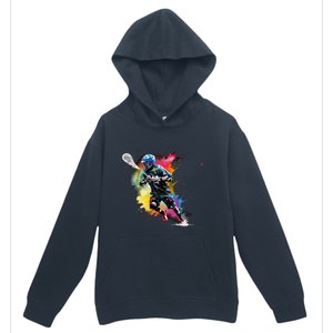 Colorful Lacrosse Player Boy On Lacrosse Urban Pullover Hoodie