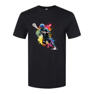 Colorful Lacrosse Player Boy On Lacrosse Softstyle CVC T-Shirt