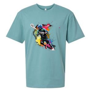 Colorful Lacrosse Player Boy On Lacrosse Sueded Cloud Jersey T-Shirt