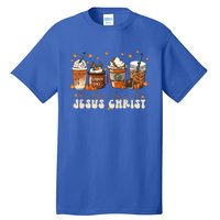 Coffee Latte Pumpkin Spice Jesus Christ Thanksgiving Fall Tall T-Shirt