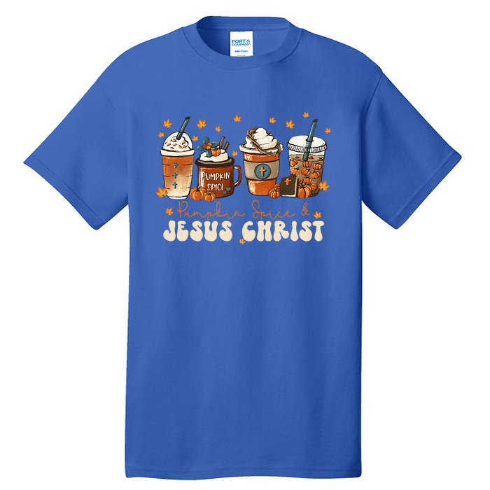 Coffee Latte Pumpkin Spice Jesus Christ Thanksgiving Fall Tall T-Shirt