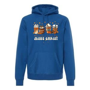 Coffee Latte Pumpkin Spice Jesus Christ Thanksgiving Fall Premium Hoodie