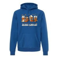 Coffee Latte Pumpkin Spice Jesus Christ Thanksgiving Fall Premium Hoodie