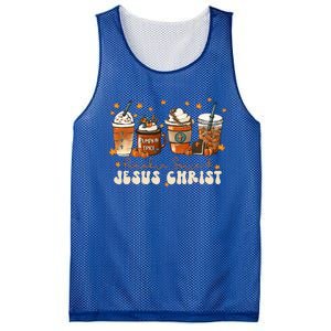 Coffee Latte Pumpkin Spice Jesus Christ Thanksgiving Fall Mesh Reversible Basketball Jersey Tank