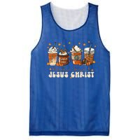 Coffee Latte Pumpkin Spice Jesus Christ Thanksgiving Fall Mesh Reversible Basketball Jersey Tank