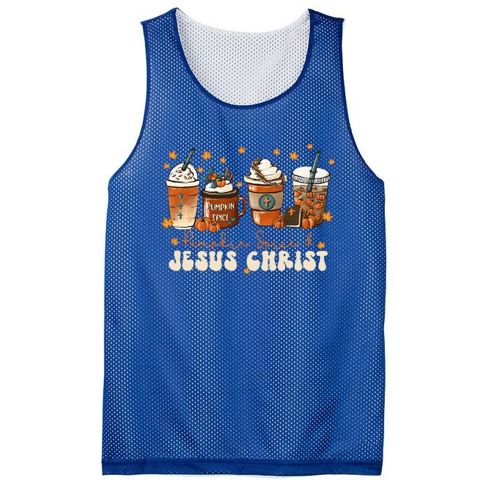 Coffee Latte Pumpkin Spice Jesus Christ Thanksgiving Fall Mesh Reversible Basketball Jersey Tank