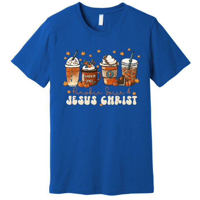 Coffee Latte Pumpkin Spice Jesus Christ Thanksgiving Fall Premium T-Shirt