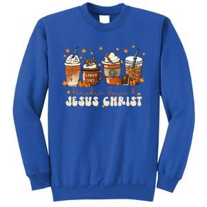 Coffee Latte Pumpkin Spice Jesus Christ Thanksgiving Fall Tall Sweatshirt