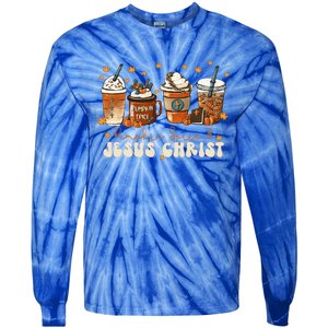 Coffee Latte Pumpkin Spice Jesus Christ Thanksgiving Fall Tie-Dye Long Sleeve Shirt