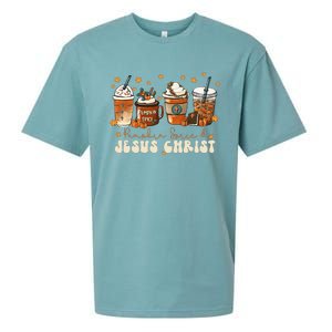 Coffee Latte Pumpkin Spice Jesus Christ Thanksgiving Fall Sueded Cloud Jersey T-Shirt