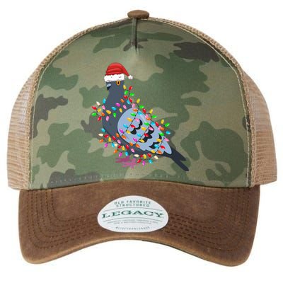 Christmas Lights Pigeon Wearing Xmas Hat Pigeon Lover Long Sleeve Legacy Tie Dye Trucker Hat