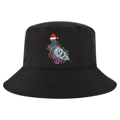 Christmas Lights Pigeon Wearing Xmas Hat Pigeon Lover Long Sleeve Cool Comfort Performance Bucket Hat