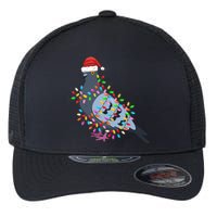 Christmas Lights Pigeon Wearing Xmas Hat Pigeon Lover Long Sleeve Flexfit Unipanel Trucker Cap