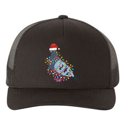 Christmas Lights Pigeon Wearing Xmas Hat Pigeon Lover Long Sleeve Yupoong Adult 5-Panel Trucker Hat