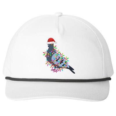 Christmas Lights Pigeon Wearing Xmas Hat Pigeon Lover Long Sleeve Snapback Five-Panel Rope Hat