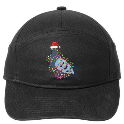 Christmas Lights Pigeon Wearing Xmas Hat Pigeon Lover Long Sleeve 7-Panel Snapback Hat