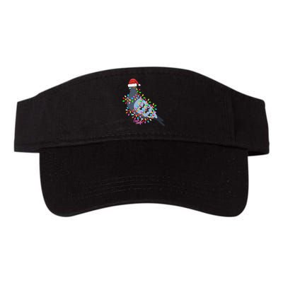 Christmas Lights Pigeon Wearing Xmas Hat Pigeon Lover Long Sleeve Valucap Bio-Washed Visor