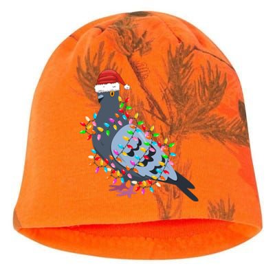 Christmas Lights Pigeon Wearing Xmas Hat Pigeon Lover Long Sleeve Kati - Camo Knit Beanie