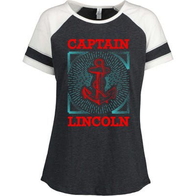 Captain Lincoln Personalized Name Sea Boating Trip Gift Enza Ladies Jersey Colorblock Tee