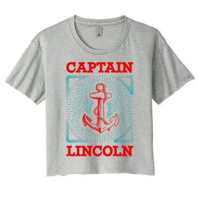 Captain Lincoln Personalized Name Sea Boating Trip Gift Women's Crop Top Tee