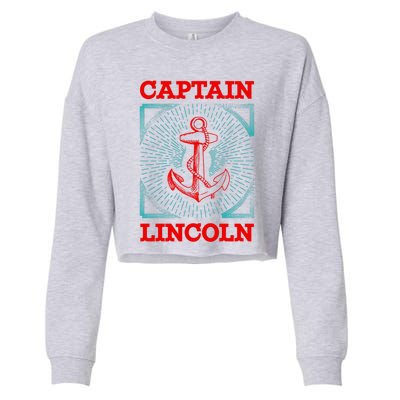 Captain Lincoln Personalized Name Sea Boating Trip Gift Cropped Pullover Crew