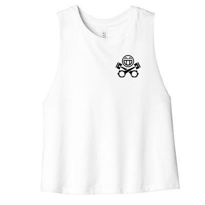 Car Lover Pocket Logo Women's Racerback Cropped Tank