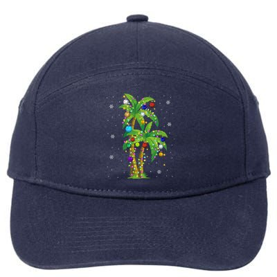 Christmas Lights Palm Tree Funny Hawaii Beach Tropical Xmas Meaningful Gift 7-Panel Snapback Hat