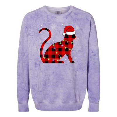 Cat Lover Plaid Holiday Festive Colorblast Crewneck Sweatshirt